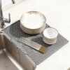 Silicone Dish Drainer Mat for Countertop Kitchen Dish Drainer Multi-Function Deep Grooves Easy Clean