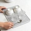 Silicone Dish Drying Mat 40x30cm Heat Resistant Non-Slip Dish Drying Mat for Dishes Cups and Pans Easy Clean for Sink Refrigerator (Grey)