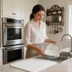 Silicone Sink Mat for Kitchen Worktops Kitchen Utensil Heat Resistant Mat Non-Slip Silicone Dish Drainer Mat Slanted Sink Mat for