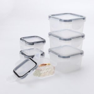 Small Airtight Food Storage Containers Set of 6 with Leakproof Lids 5oz + 2oz Microwave/Dishwasher/Freezer Safe (Clear)