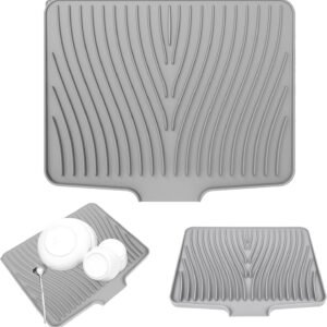 Tappetino Scolapiatti, Tappetino in Silicone per Cucina Scolapiatti Antiscivolo Gocciolatore Lavello Lavello Resistente Tappetino Concavo e Convesso 40 x 33 x 1,5 cm, Grigio