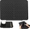 Tappetino per asciugare i piatti in silicone Protettore per piano di lavoro Antiscivolo Resistente al calore Pieghevole con struttura scanalata 40x31 cm (Nero, 1)