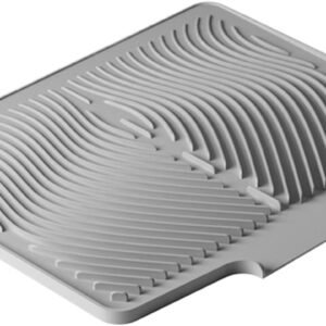 Tappetino scolapiatti in silicone, 40 x 33 cm, antiscivolo, con fori di drenaggio integrati, per asciugare i , per lavello, cassetti, utensili, pentole, padelle e piano di lavoro