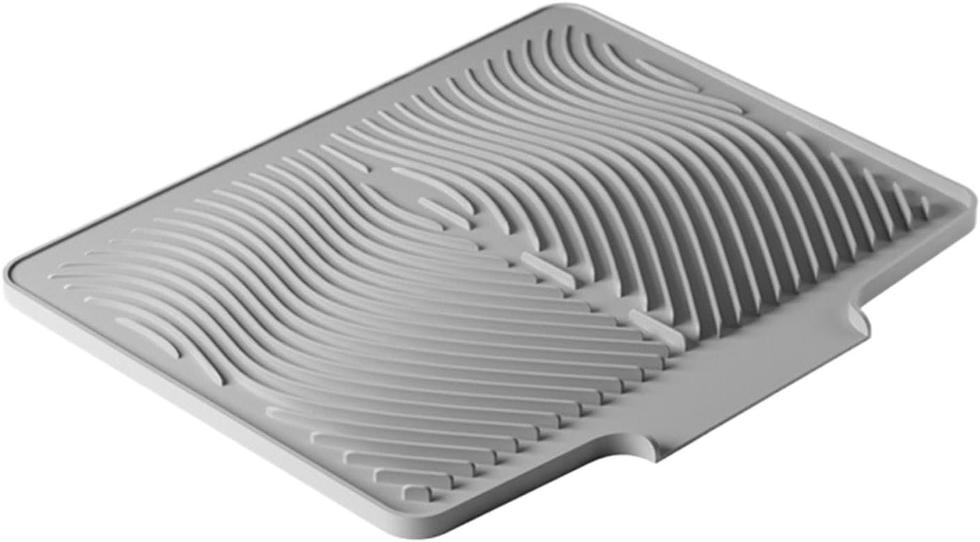 Tappetino scolapiatti in silicone, 40 x 33 cm, antiscivolo, con fori di drenaggio integrati, per asciugare i , per lavello, cassetti, utensili, pentole, padelle e piano di lavoro