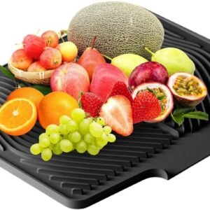 Tappetino scolapiatti in silicone, 40 x 33 cm, antiscivolo, resistente al calore, design di drenaggio integrato, organizer per lavello per utensili, pentole, , tazze, uso in cucina