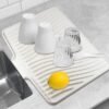 Tappetino scolapiatti in silicone 40 x 33 x 1,5 cm, tappetino per lavello da cucina, tappetino per asciugatura, antiscivolo resistente al calore, tappetino scolapiatti per asciugatura del lavello, bianco crema