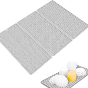 Tappetino scolapiatti in silicone antiscivolo, pieghevole, per cucina, per cassetti, bagno, frigorifero, bar, vetreria, pentole, padelle, bottiglie, tazze