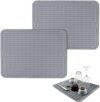 Tappetino scolapiatti in silicone da 2 pezzi, tappetino per lavello da cucina, tappetino scolapiatti per lavello, tappetino scolapiatti antiscivolo per tovaglietta per lavello, 40 x 30 cm (Grigio)
