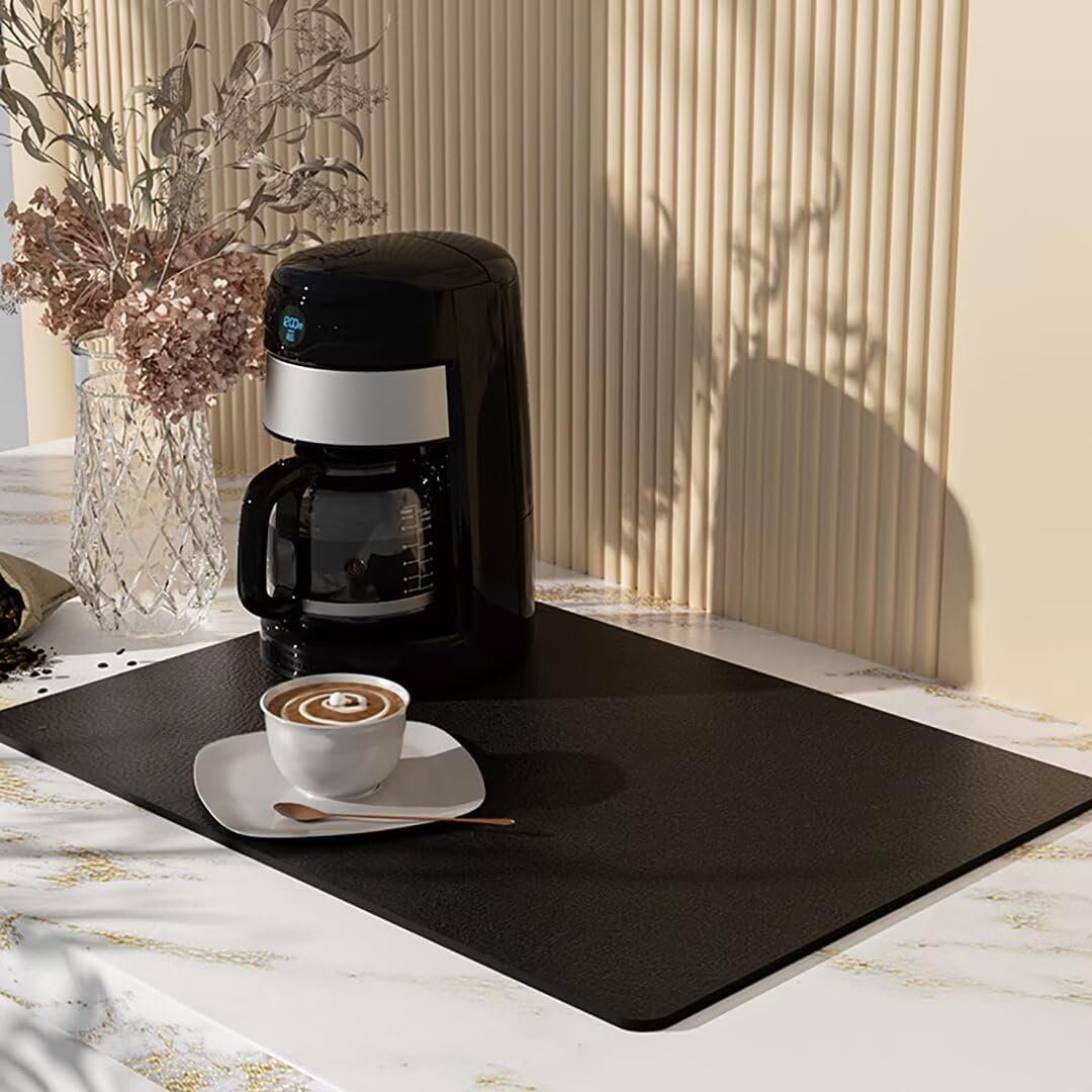 Tappetino scolapiatti in silicone per macchina da caffè, cucina, banca, bar - Nero, 30 x 50 cm