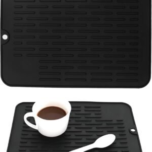 Tappetino scolapiatti in silicone, tappetino per lavello da cucina 30 × 20 cm, antiscivolo, resistente al calore per cucina, lavello, tappetino per alimentazione animali domestici