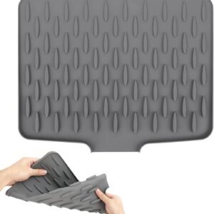 Tappetino scolapiatti in silicone, tappetino scolapiatti assorbente, tappetini scolapiatti da cucina per cucine, lavelli e bagni (grigio)