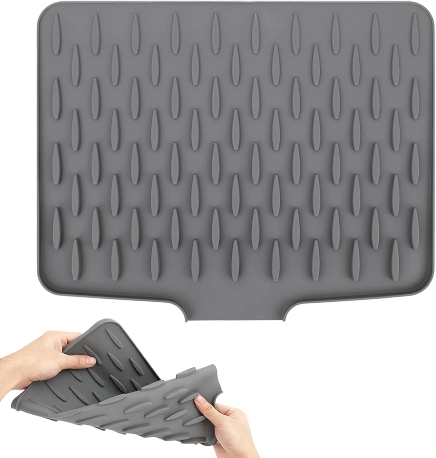 Tappetino scolapiatti in silicone, tappetino scolapiatti assorbente, tappetini scolapiatti da cucina per cucine, lavelli e bagni (grigio)