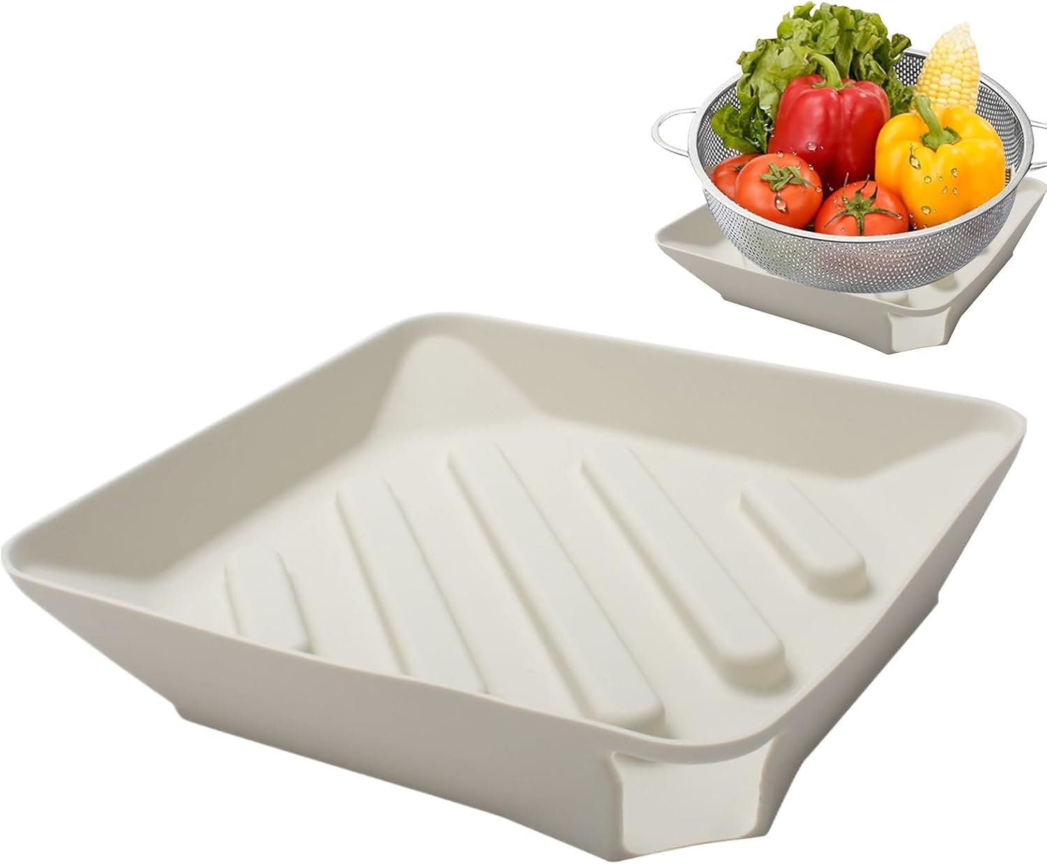 Tappetino scolapiatti in silicone – Tappetino antiscivolo per scolare spugne e stoviglie, design flessibile e resistente all'acqua con beccuccio integrato, per lavello e piano di lavoro