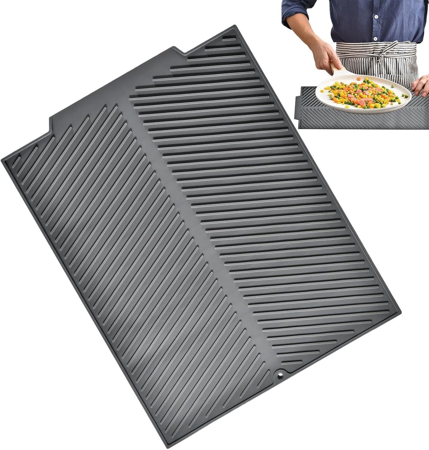 Tappetino scolapiatti per lavello da cucina, tappetino per asciugare i ad asciugatura rapida, scolapiatti antiscivolo, strumenti pieghevoli per bar per bancone della cucina o lavello