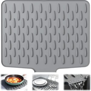 Zocipro Tappetino scolapiatti in silicone 40 x 32,5 cm, Tappetino per lavello da cucina antiscivolo, Tappetino antigoccia con scarico inclinato, per lavelli da cucina, Piani di lavoro del bagno