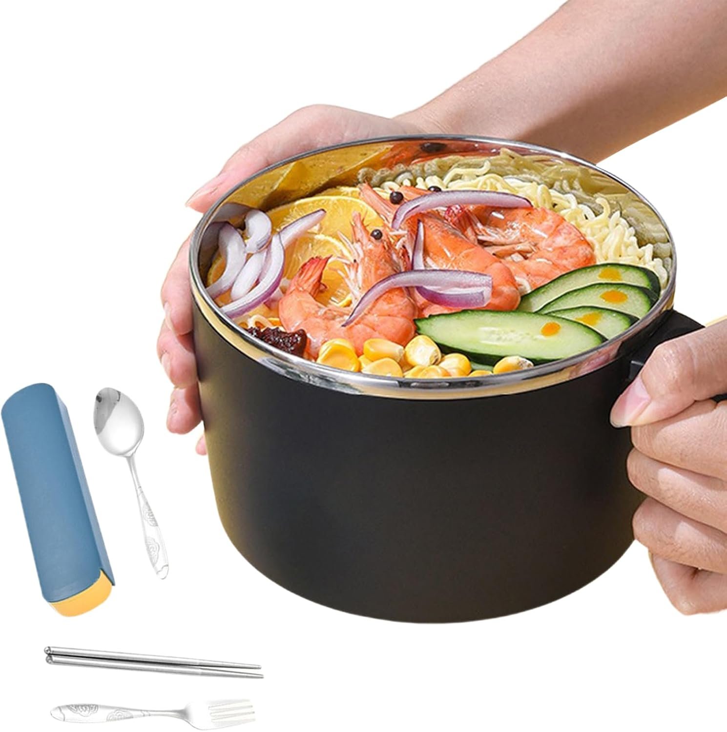 isolata – Pentola ermetica per pasta, contenitore in metallo di alta qualità con coperchio sicuro, doppia parete portatile, contenitore ad alta capacità, contenitore per zuppe in acciaio