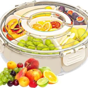 , vassoio da 6 divider con coperchio e manico, riutilizzabile, ermetico, per la preparazione dei pasti, salumi, biscotti, frutta, insalata, , per feste, 27 x 4,8 x
