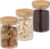 Relaxdays Set 3 Barattoli per Alimenti, Pasta, Riso, Müsli, Caffè, 800 ml, Chiusura Ermetica, Bambù, Vetro, Naturale/Transfer