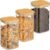 Relaxdays Set 3 Barattoli per Alimenti con Coperchio in Bambù, Contenitori in Vetro, 1200 ml, Trasparente Naturale