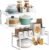 AKOLAFE Scaffale da cucina allungabile in 2 pezzi 35-65 cm Scaffale da cucina in metallo salvaspazio Supporto da cucina regolabile, capacità 36 kg, per bagno, ufficio, tavolo, credenza (bianco)