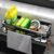 Ainiv Organizer per lavello da cucina, porta spugna per lavello senza foratura, organizer da cucina salvaspazio con porta asciugamani e ganci, organizer da cucina e supporto per spugne, spazzole, detersivi