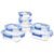Amazon Basics Contenitori per alimenti in vetro con coperchio chiudibile a chiave, 14 unità, 4 contenitori rettangolari, 3 contenitori rotondi, senza BPA, trasparenti con anelli in silicone blu