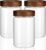 Barattoli di vetro con coperchi in legno, contenitori trasparenti ermetici da 850 ml (set di 3) con tappi a vite, contenitori da cucina per chicchi di caffè, biscotti, decapaggio, pasta