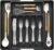 Cassetto da cucina portaposate Lifewit, organizer espandibile per posate, portaposate salvaspazio, divisori in plastica per utensili, forchette, profondità 42 cm, larghezza 33-56 cm, Nero