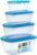 GIO’STYLE Set 4 Contenitori Ermetici per Alimenti – 0,5L + 1L + 1,5L + 2L – Made in Italy – Rettangolari – Adatti per Frigorifero, Freezer, Microonde – Linea Ermetica