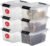 Iris Ohyama Scatole portaoggetti con coperchio, 5L, confezione da 6, trasparenti, clip di chiusura, modellabili, maniglia, per camera, guardaroba, ufficio, organizer, senza BPA, NTB-5