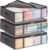 Lifewit Underbed Storage Boxes with Transparent Front Window Closet Organizer for Towels, Clothes, Blankets, Grey, 40L, 3 Pieces