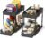 Meltrck 2 Pieces Kitchen Undersink Organizer 2 Levels, Pull-Out Shelf for Sink, Under Sink Storage Rack with 8 Hooks