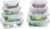 Navaris Contenitori Ermetici in Vetro per Alimenti – Set 6 Contenitori per Microonde/Congelatore per Lavastoviglie con Coperchio – 4 Misure Rettangolari Impilabili
