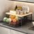 Organizer da cucina con cassetto e cestello in filo metallico, ripiano in legno a 2 livelli salvaspazio per microonde, tostapane, spezie e accessori da cucina