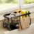 Organizer da cucina, organizer sotto il lavello con vassoio autodrenante per porta spugna, spugna, accessori super salvaspazio per cucina e bagno (Nero)