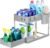 Puricon Organizzatore per lavello da cucina, portaoggetti multiuso salvaspazio estraibile a 2 livelli per cucina e bagno, colore grigio