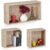 Relaxdays Mensole da Parete, Set 3 Mensole Sospese Cubo, Mensole in 2 Misure Libreria da Parete Design Moderno, Naturale