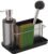 Relaxdays Organizer per lavello con dispenser e porta spugna, acciaio inox, 19 x 21 x 12 cm, set da cucina, argento