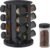Relaxdays Portaspezie da Cucina, 16 Barattoli di Vetro, Girevole a 360°, Fori per Portaspezie, 27,5 x 19 cm, Acciaio Inox, Nero