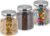 Relaxdays Set 3 Barattoli Alimentari, Coperchio in Acciaio Inox, Contenitori in Vetro 1100 ml, Argento Trasparente