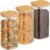 Relaxdays Set 3 Barattoli per Alimenti con Coperchio in Bambù, Contenitori in Vetro, 1500 ml, Trasparente Naturale, 21,5 x 10 x 10 cm