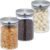 Relaxdays Set 3 Barattoli per Conservazione Alimenti in Vetro con Coperchio in Acciaio Inox, 800 ml, Argento Trasparente, Silicone