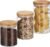 Relaxdays Set da 3 barattoli per conserve, 500, 700 e 1000 ml, per Pasta, Müsli, Caffè, D:9,5 cm, Bambù, Naturale