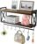 Ripiani a 2 livelli – Organizer da cucina in legno rustico con ganci rimovibili per organizzare gli utensili da cucina, multiuso come portaspezie o mensola del bagno