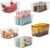 Set di 6 Contenitori Frigo Trasparenti, Organizzatore Cucina in Plastica Senza BPA con Manici, Salvaspazio, 24 x 13 x 11 cm