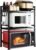Shally Dogan Scaffale per Microonde in Acciaio Allungabile Salvaspazio, Scaffale Doppio da Cucina con 2 Ripiani Portaspezie, Organizer Mobile con Ganci e Piedini Antiscivolo, Design Moderno (Nero)