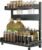 TRAYINDALY Portaspezie da Cucina Autoportante, Espandibile, Portaspezie Salvaspazio, Mensole da Cucina con Portacoltelli, Organizzatore di Spezie da Cucina per Mobiletto del Bagno, Nero