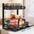 VINATO Organizer sottolavello da Cucina, Organizer Estraibile a 2 Livelli, Carrello per lavello Regolabile in Altezza, Portadetersivi Salvaspazio sottolavello per Bagno/Dispensa, Nero